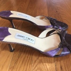 Jimmy Choo purple leather kitten-heel sandals 9